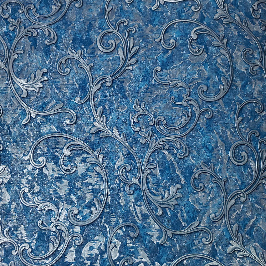 L903 03 Blue Silver Metallic Victorian Textured Damask – Wallcoveringsmart HD phone wallpaper