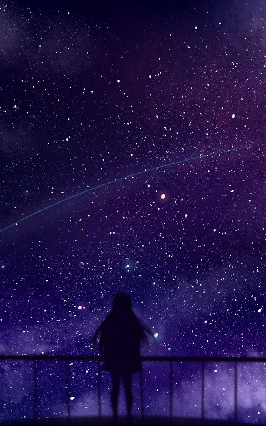 Galaxy Anime Girl, Anime Purple Galaxy HD phone wallpaper