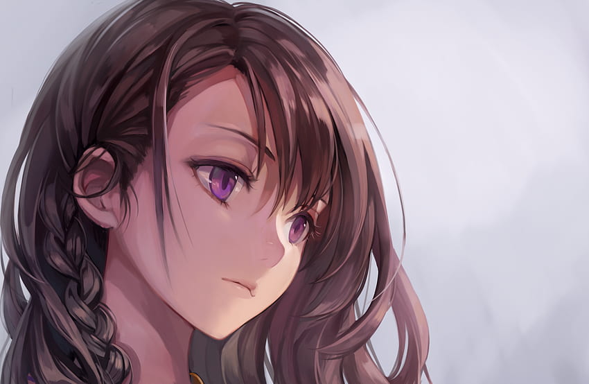 Mobile wallpaper Anime Glasses Original Braid Long Hair Brown Hair  Purple Eyes 1356602 download the picture for free