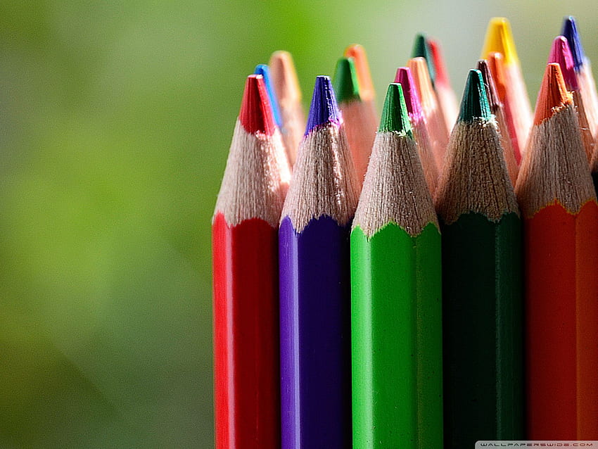 Pensil Warna Latar Belakang Ultra untuk U, Alat Tulis Wallpaper HD
