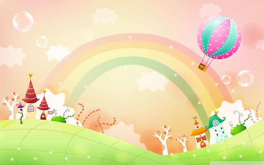 Rainbow landscape spring . Cute background , Cute background, Cute ...