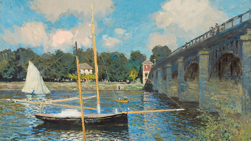 Клод Моне Картина Мост река Франция Класическо изкуство - Резолюция:, Картини на Клод Моне HD тапет
