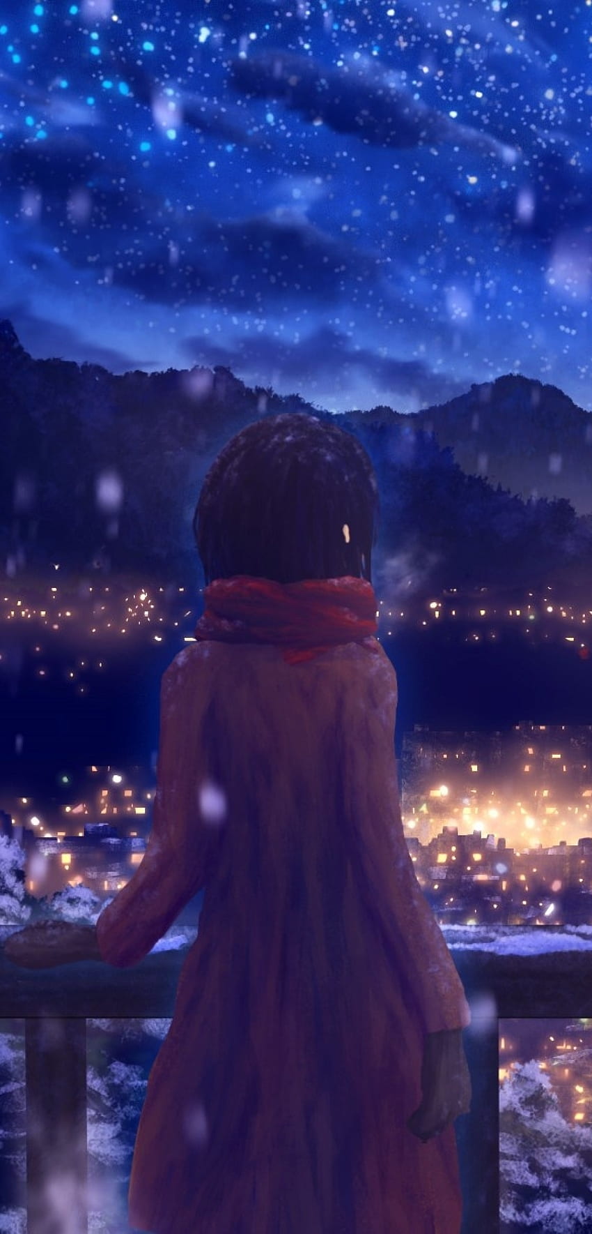 Anime Girl Standing Alone in Snow Resolution , Nature , , and Background, Anime Girl Alone Light HD phone wallpaper