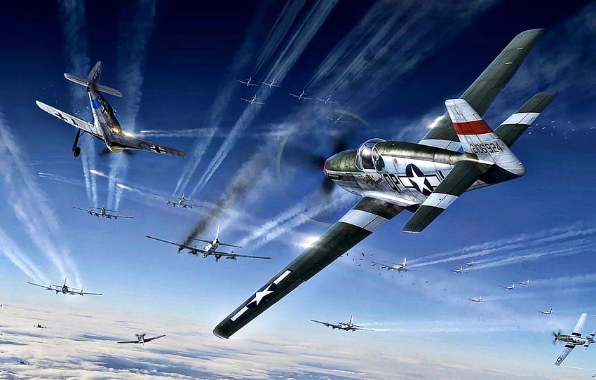 มัสแตง P 51 B 17 สงครามโลกครั้งที่สอง Fw.190A สงครามในอากาศ FG ที่ 4 P 51B 15 NA 334th FS Ralph ''Kid'' Hofer, 8AF USAF For , Section авиация, P51 วอลล์เปเปอร์ HD