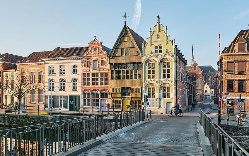 Mechelen, Belçika, köprü, Belçika, evler, eski şehir HD duvar kağıdı