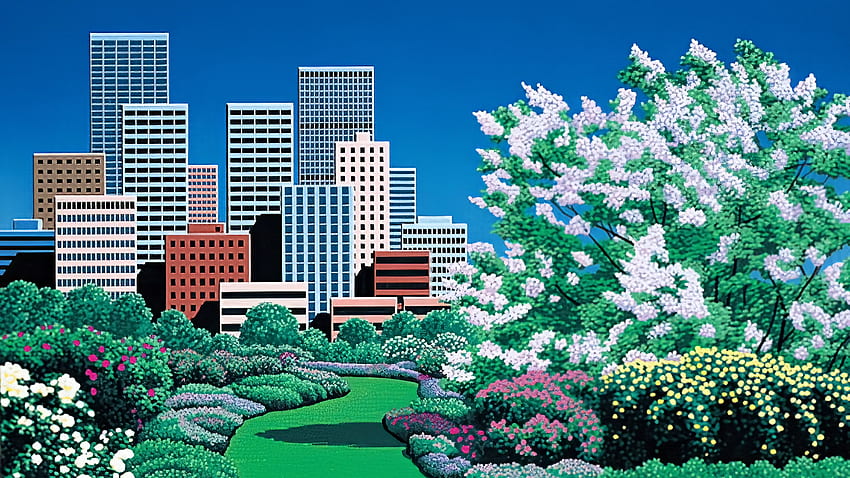City Garden โดย Hiroshi Nagai, Aesthetic Japanese 2560X1440 วอลล์เปเปอร์ HD