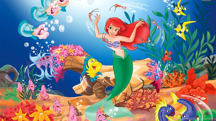 Ariel die kleine Meerjungfrau-Cartoon-Hintergrund HD-Hintergrundbild