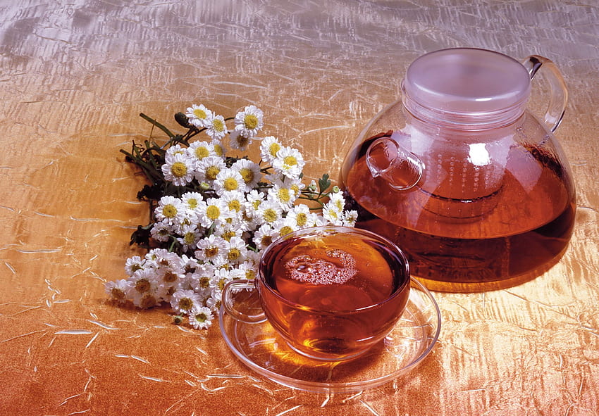 Flowers, Food, Camomile, Cup, Drink, Beverage, Chamomile, Tea, Decanter, Carafe HD wallpaper