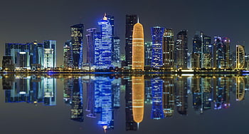 Beauty of Building city doha qatar rain rainy day reflection state  west bay HD phone wallpaper  Peakpx
