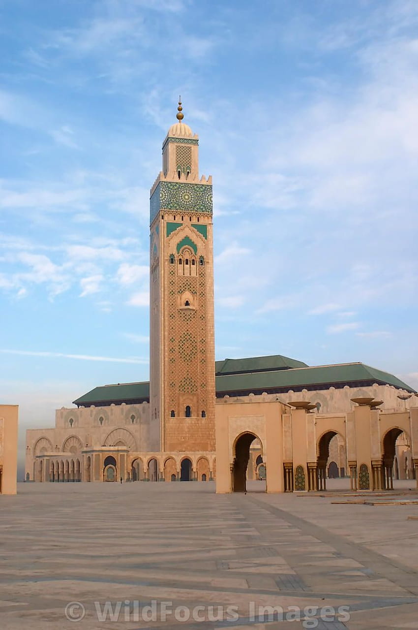 Wild Focus . Moschee Hassan II, Casablanca, Marokko; Porträt HD-Handy-Hintergrundbild