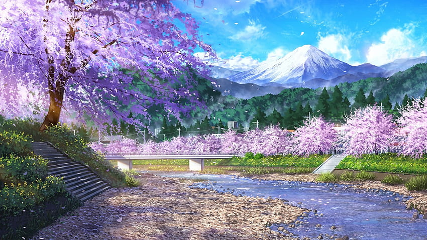 Anime-Landschafts-Laptop, szenisch HD-Hintergrundbild
