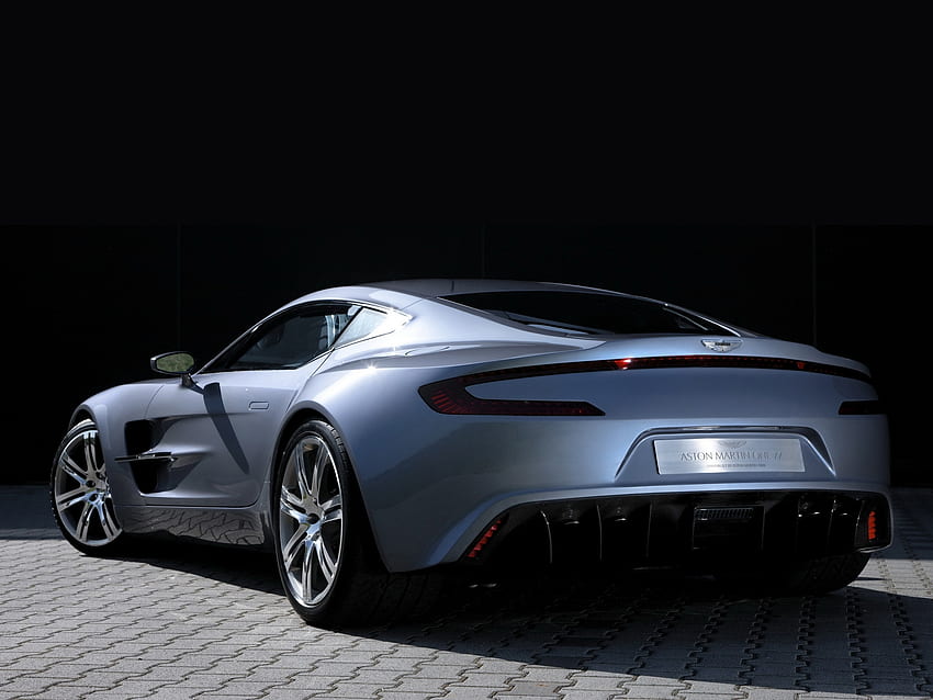 Aston Martin, Cars, Back View, Rear View, Style, 2009, Silver Metallic, One-77 HD wallpaper