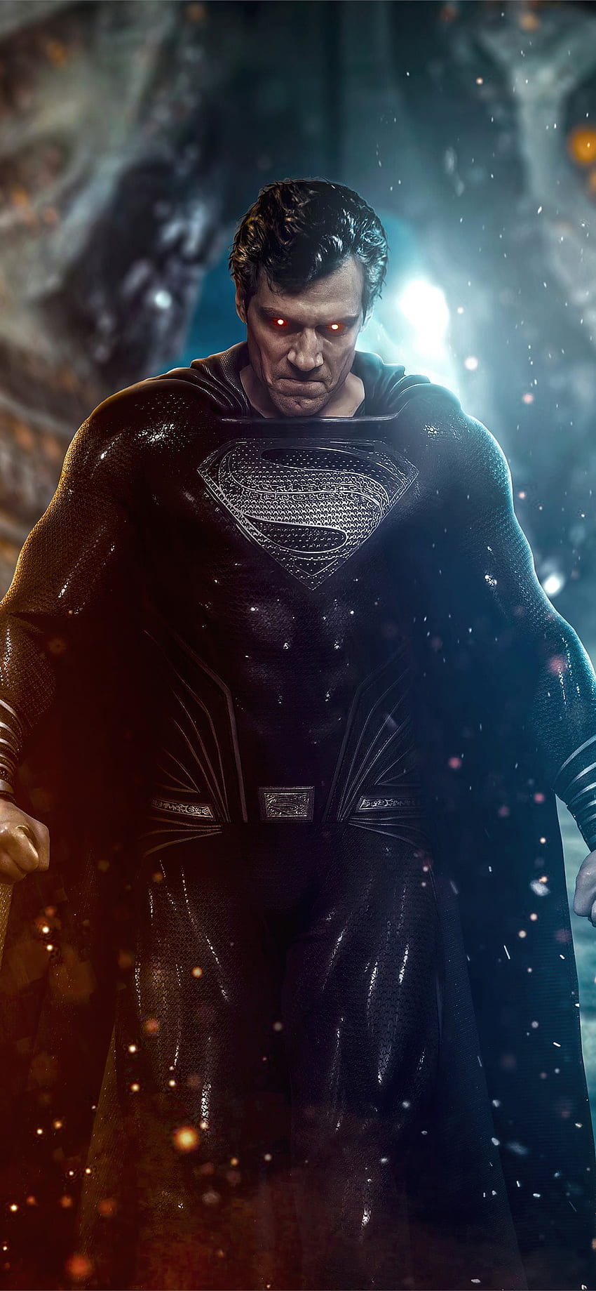 liga de la justicia superman traje negro iPhone 12 fondo de pantalla del teléfono
