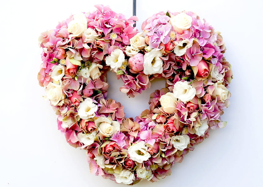 Flowers, Heart, Hydrangea, Lisiantus Russell, Lisianthus Russell HD wallpaper