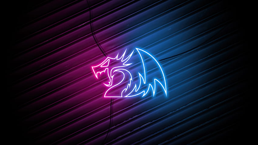 Red Blue neon Dragon Logo, Neon Purple Dragon HD wallpaper