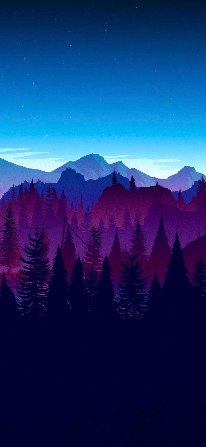 Téléphone forêt minimaliste bleu et violet - For Tech Fond d'écran de téléphone HD