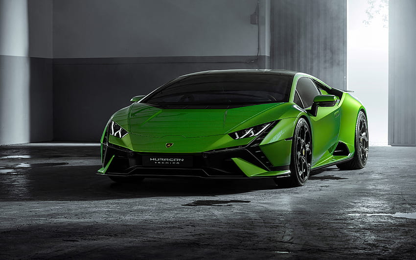2023, Lamborghini Huracan Tecnica, , vista de frente, exterior, verde Huracan, Huracan tuning, supercar verde, autos deportivos italianos, Lamborghini fondo de pantalla