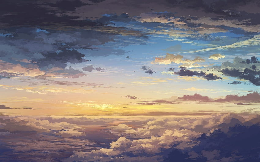 Seni, Pemandangan, Alam, Matahari Terbenam, Langit, Awan, Tinggi Wallpaper HD
