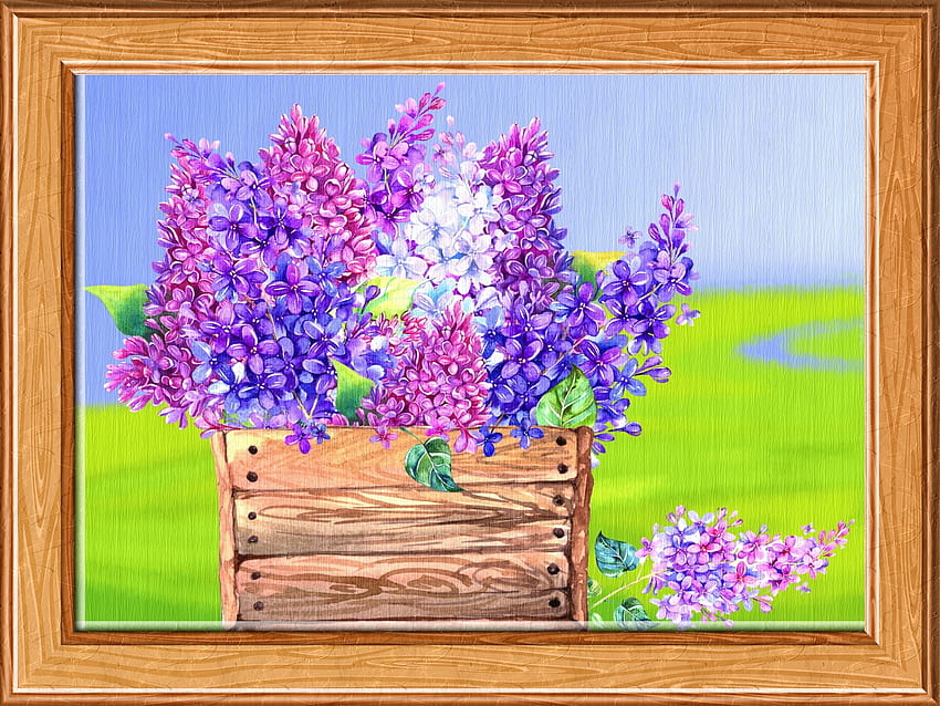 Lilac, Bunga, Lilac, Musim Semi, Ungu, Lukisan Wallpaper HD