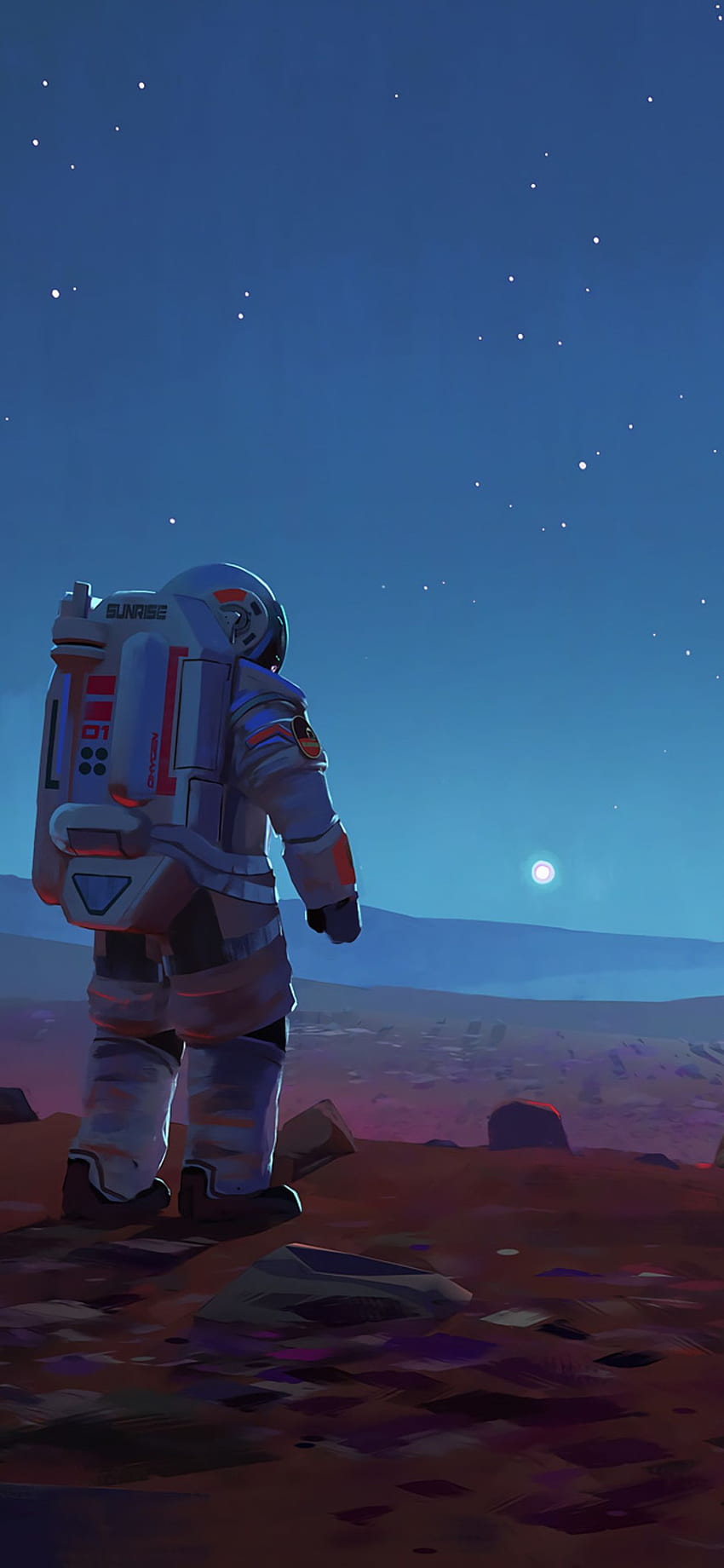 Astronauta de ciencia ficción Marte espacial, astronauta lindo fondo de pantalla del teléfono