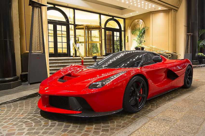 Red Car and Background, Exotic Mansions and Cars HD wallpaper