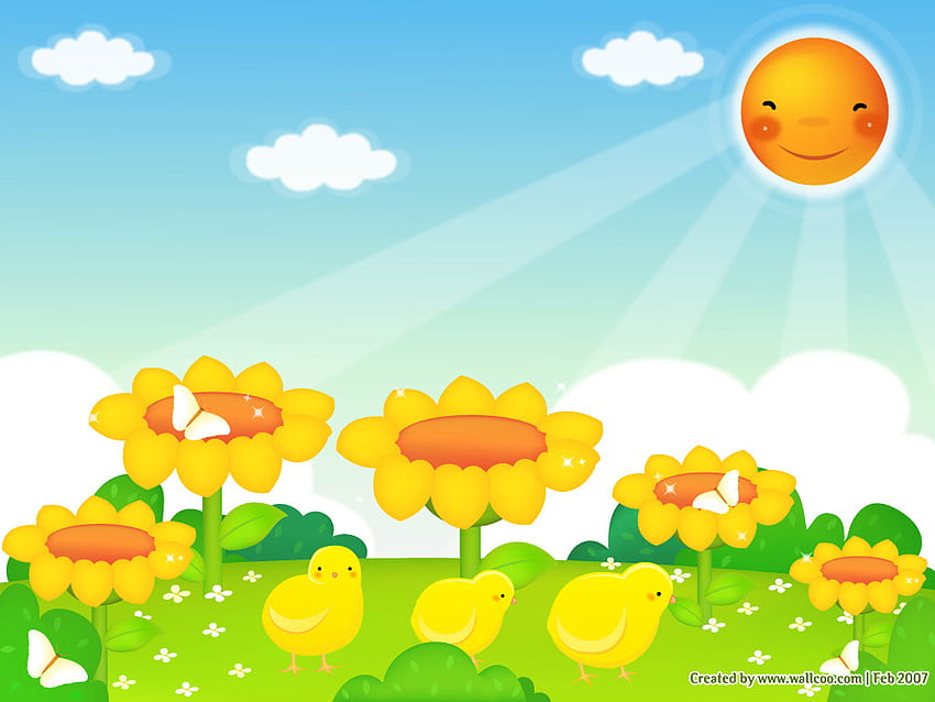 Vector illustrations of Springtime NO.9, Cartoon Spring HD wallpaper