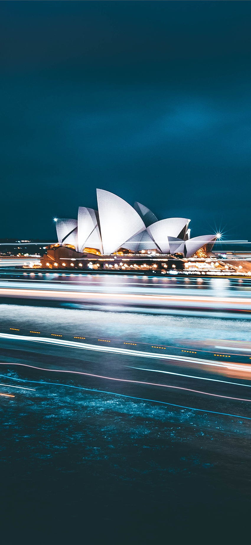 Opera w Sydney podczas nocnego iPhone'a X Tapeta na telefon HD