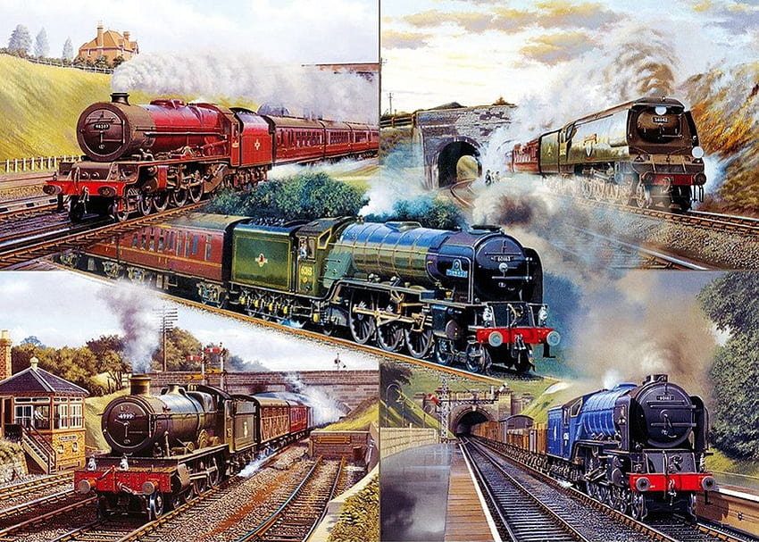 Trains for Marianne (Plume-dargent), steamtrains, locomotive, steam, railroad HD wallpaper