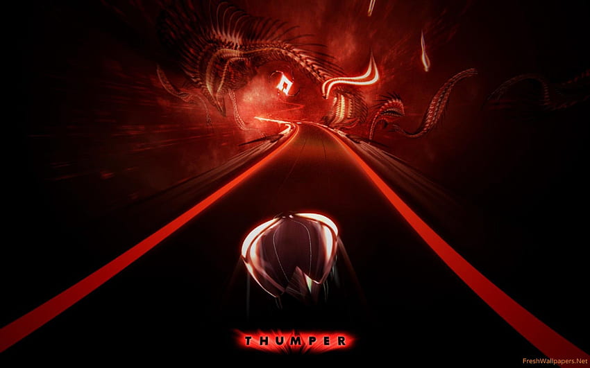 Space beetle speeding on the red road in Thumper HD wallpaper