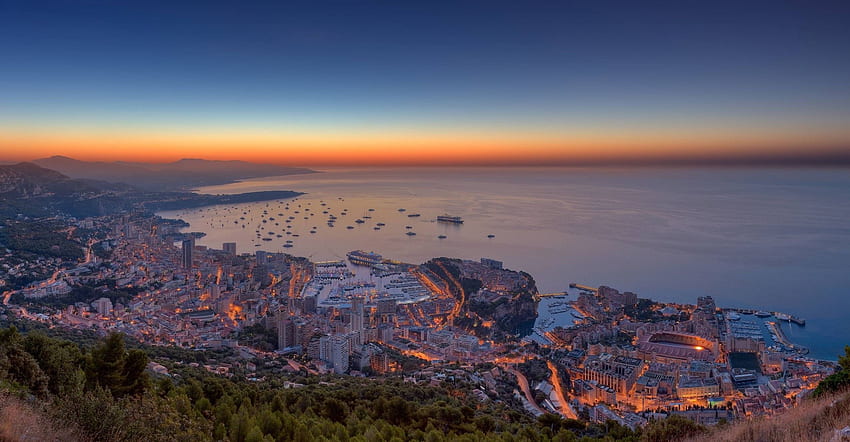 Viagem noturna para Mônaco e Monte Carlo, Monte Carlo, França papel de parede HD