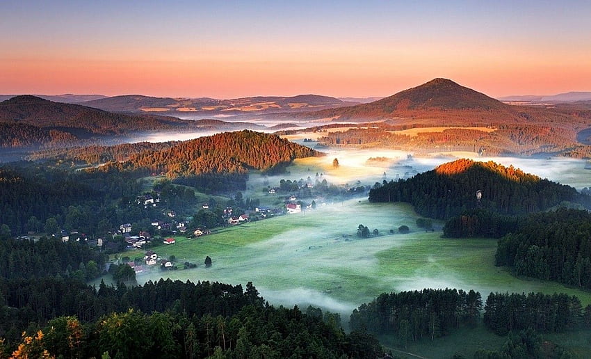 Czech Republic Nature Morning View Mountains HD wallpaper