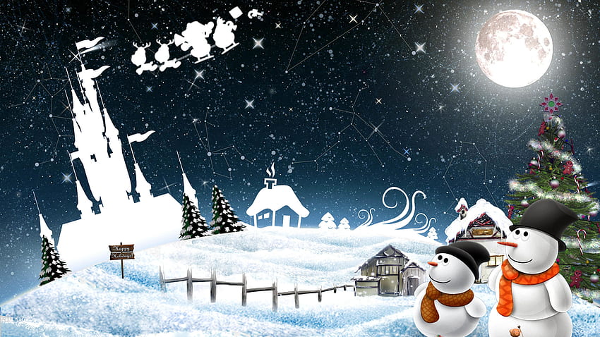 Wallpaper snow, lights, castle, holiday, magic, the moon, Paris, Christmas  images for desktop, section новый год - download