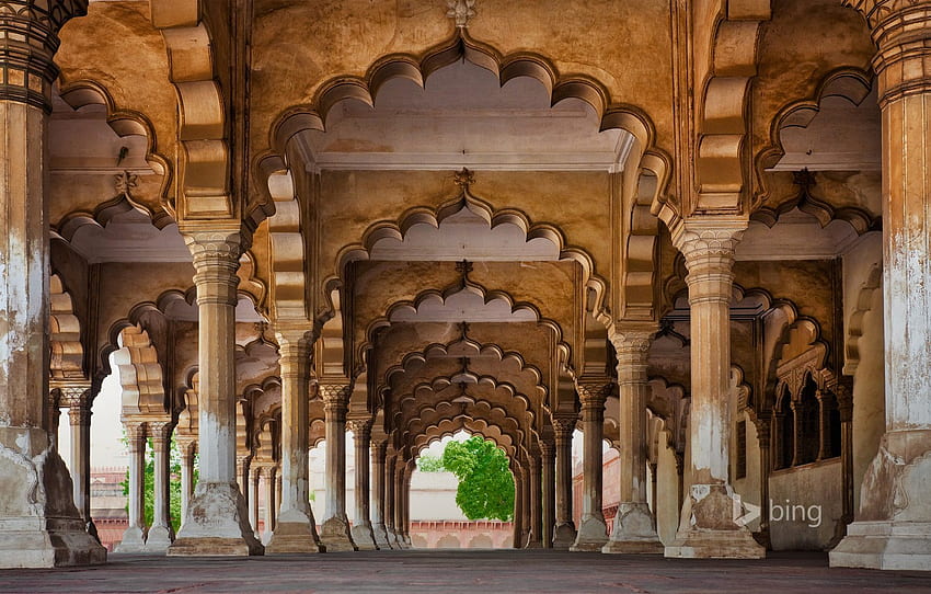 Das Gebäude, Indien, Hof, Bogen, Säulen - -, Indische Forts HD-Hintergrundbild
