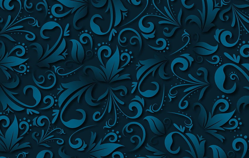 motif, Bleu, Fleur, Rétro, , Abstrait, Ornement pour , section текстуры Fond d'écran HD