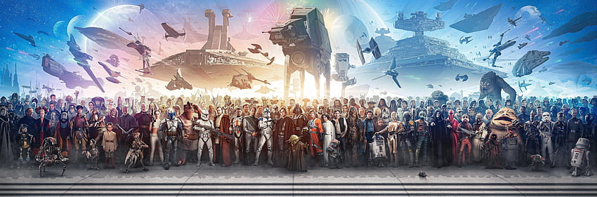 Todo de Star Wars por Benny Productions. 4363 x 1440: ancha, todos los personajes de Star Wars fondo de pantalla