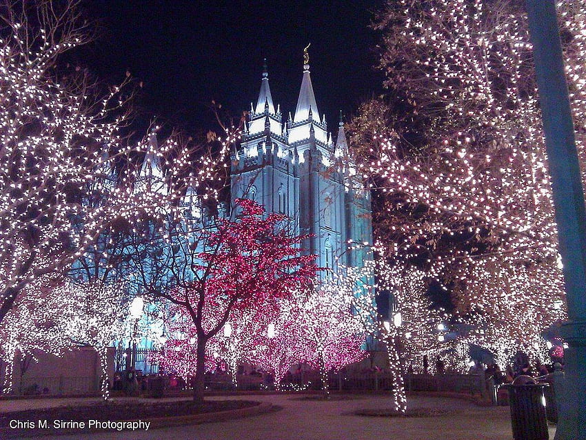 Salt Lake City HLT-Tempel zur Weihnachtszeit. Ich nahm diesen Ph HD-Hintergrundbild