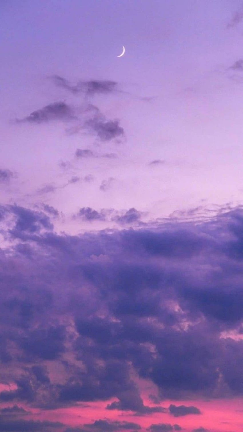 紫色の夕焼け / 夜空 / たそがれ / 三日月 / ラベンダーの美学 / la. ラベンダーエステ、スカイエステ、パープル HD電話の壁紙