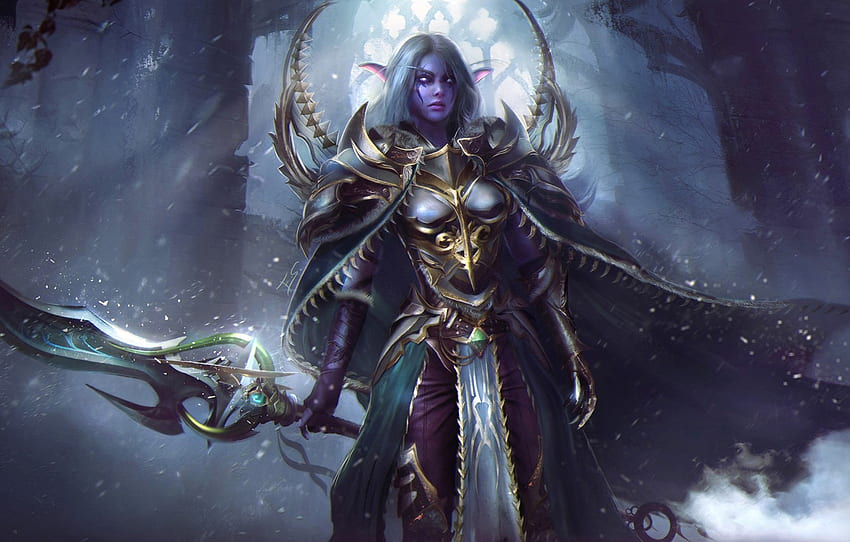 Dziewczyna, Miecz, World Of Warcraft, Warcraft - Night Elf Warrior Art Tapeta HD