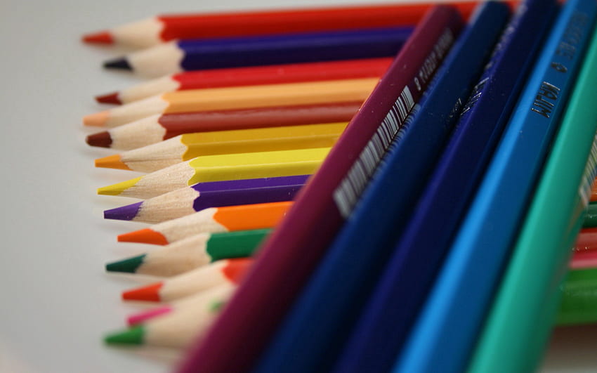 잡다한 것, 여러 가지 잡다한, , 색연필, 화려한, 다채로운, , 색연필, 세트 HD 월페이퍼