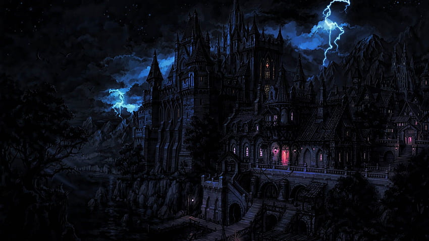 Gothic Fantasy lightning bolts Castles Fantasy, Gothic 2560X1440 HD wallpaper