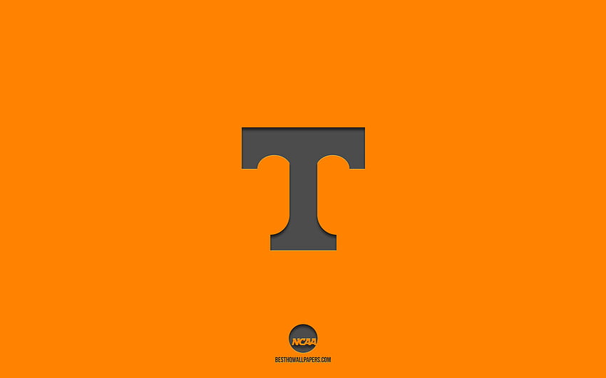 Tennessee Volunteers, pomarańczowe tło, drużyna futbolu amerykańskiego, emblemat Tennessee Volunteers, NCAA, Tennessee, USA, futbol amerykański, logo Tennessee Volunteers Tapeta HD