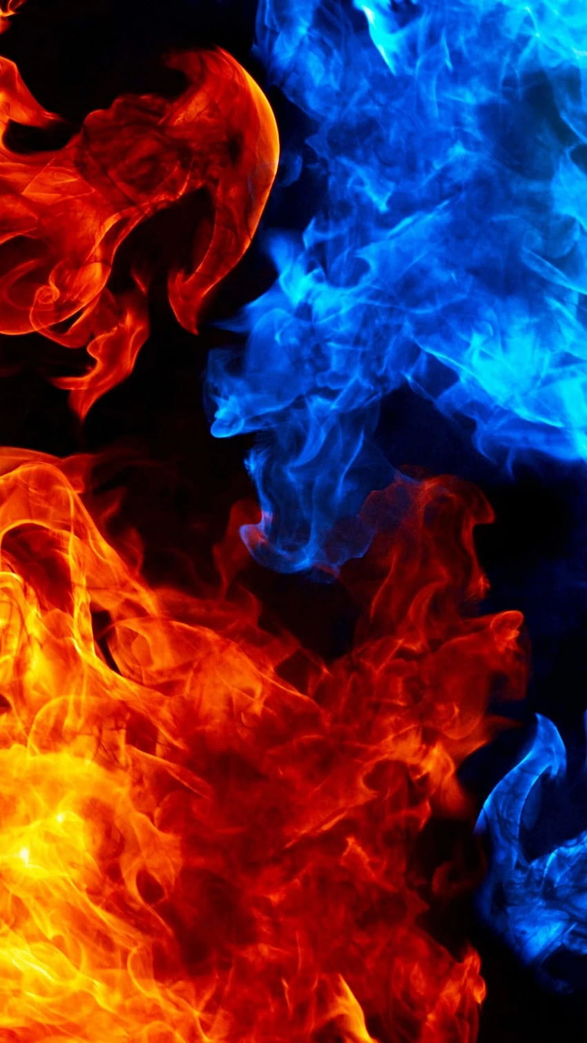 Rotes und blaues Feuer HD-Handy-Hintergrundbild
