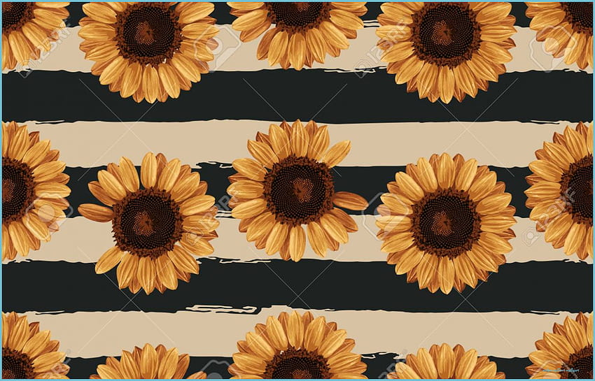 Vintage Seamless Autumn Pattern Background With Sunflowers And Daiseis  Botanical Wallpaper Raster Illustration In Super High Resolution Stock  Photo Picture And Royalty Free Image Image 111757326