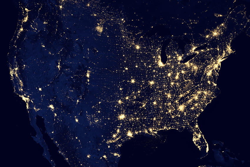 outer space, lights, Earth, NASA, USA, maps, night vision HD wallpaper