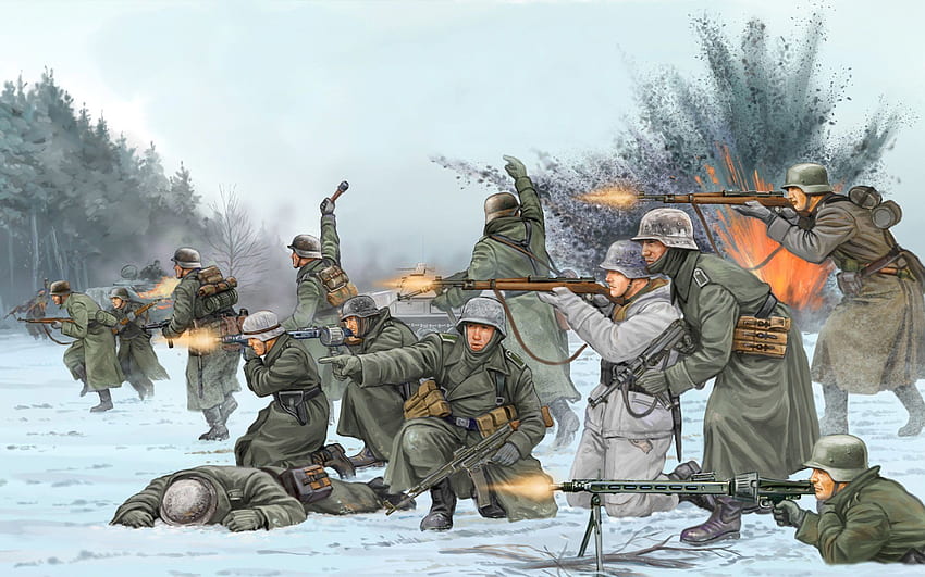 uomini d'arte i tedeschi conducono la battaglia alle truppe alleate ardennes belgio, battaglia della seconda guerra mondiale Sfondo HD