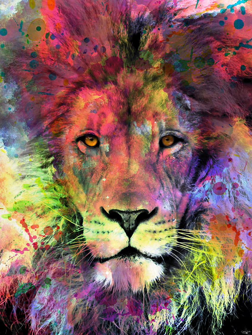 ЛЪВ В ЦВЕТ. Pintura de leão, Tatuagens de leão, Leão papel de parede, Лъвски акварел HD тапет за телефон