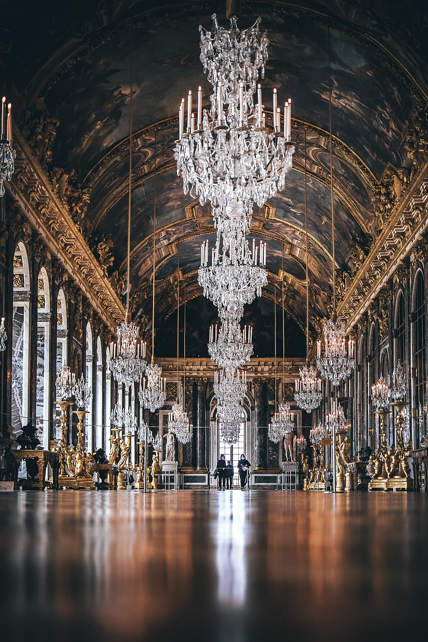 gündüzleri binanın içinde yürüyen insanlar – Versailles, Gotik Balo Salonu HD telefon duvar kağıdı