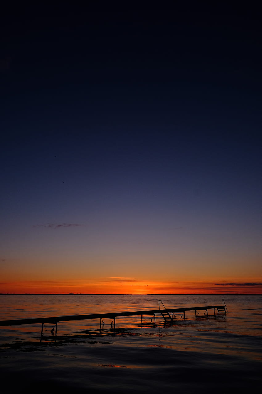 Nature, Sunset, Sea, Twilight, Horizon, Pier, Dusk HD phone wallpaper