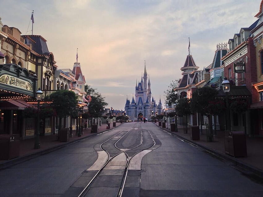 A empty Main Street USA at the Magic Kingdom in Walt Disney World HD wallpaper