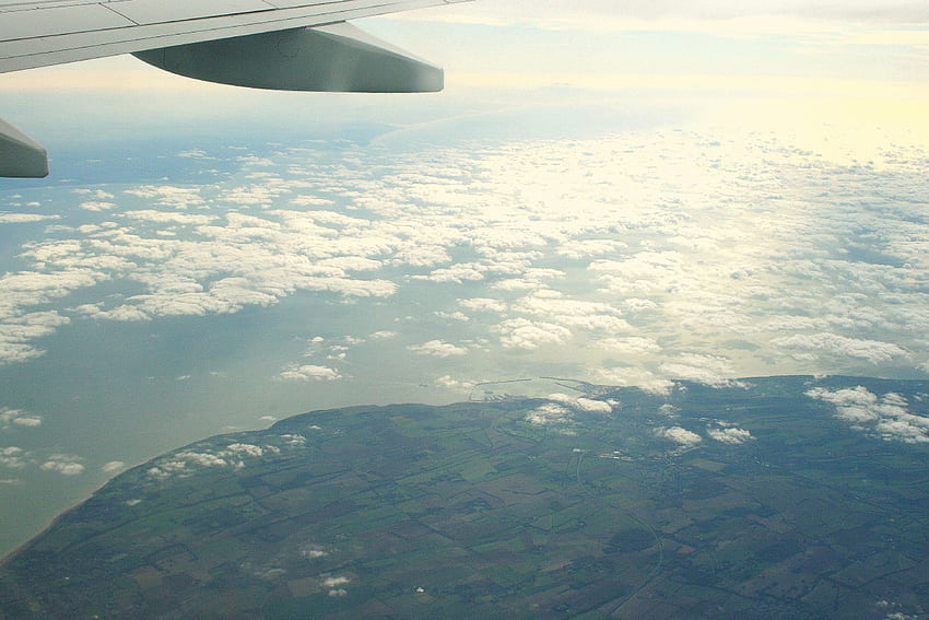 Aviación, paisaje, mar, avión, mosca. fondo de pantalla